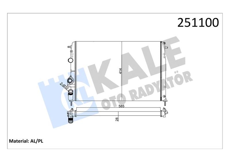 KLR-0520262AL Su Radyatoru 2 Sira Al+Pl  (Renault  Megane 2,0i 16v - Megane Classic 1,4i 16v)