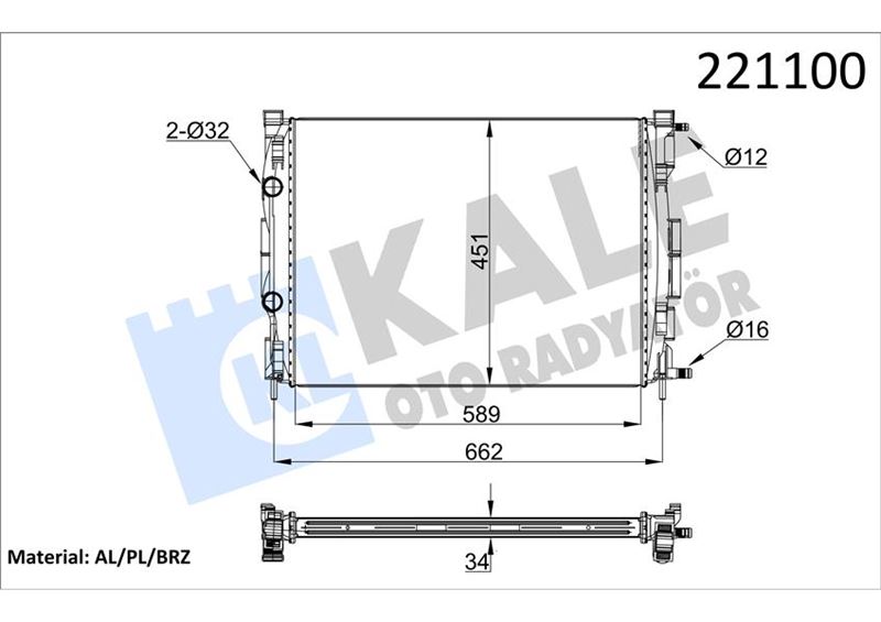 KALE 0520231AB Motor Su Radyatörü Renault Megane Ii 02>Scenic 03> 1.5-1.9dci/1.4-1.6-2.0 16v Ac Klimasiz Mek 590x455x34 1 Sira Alb