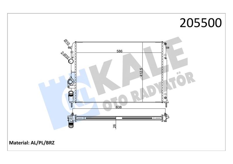 MGA-80131 Su Radyatoru Mekanik ( Renault   Megane I 1.9 F9q Laon 00-02 Ac ) 585×415x34
