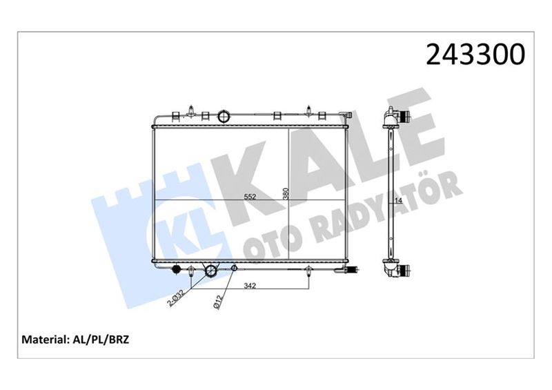 KALE.0403051AB Peugeot Partner Radyatör 1 Sira Alb Sistem