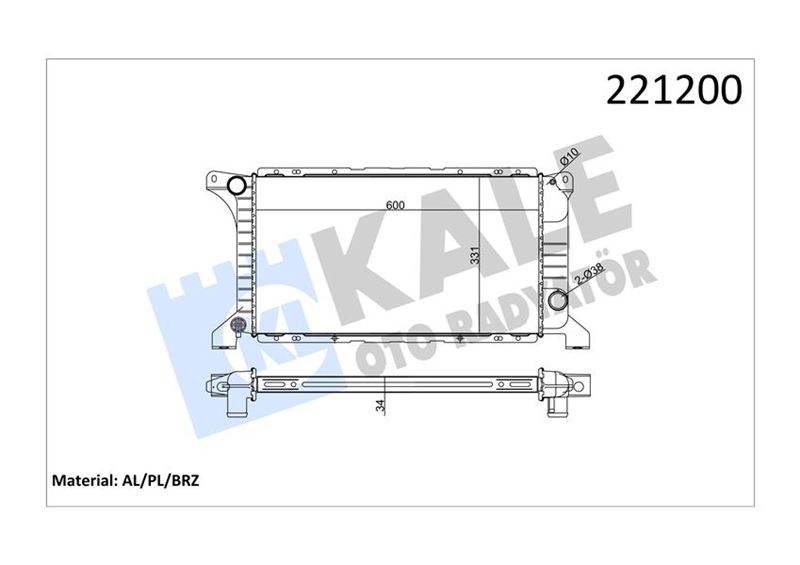 KALE 0206151AB Motor Su Radyatoru Transit T12 T15 92>98 1 Sira Alb Kisa Tip Olcu 600 331 34