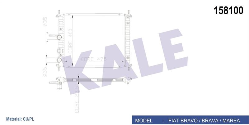 KALE 0130271PA Radyatör Bravo-Brava-Marea 1.4i-1.6i 1 Sira Cu Pl Sistem