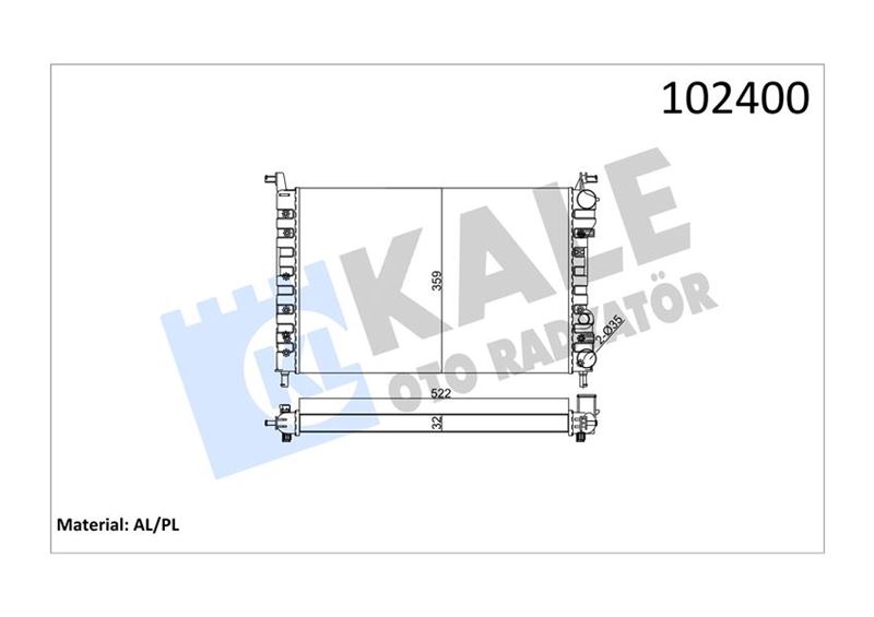 KALE 0126222AL Radyatör Palio 1.2-1.4 522x359x32 2 Sira Al Pl Sistem
