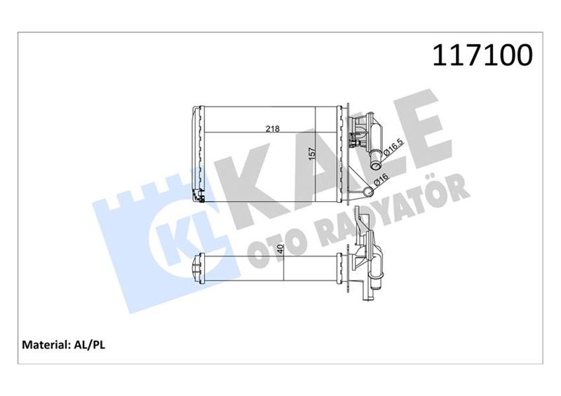 KALE 1783862AL Kalorifer Radyatörü Uno 218x156.5x40 Musluklu 2 Sira Al Pl Sistem
