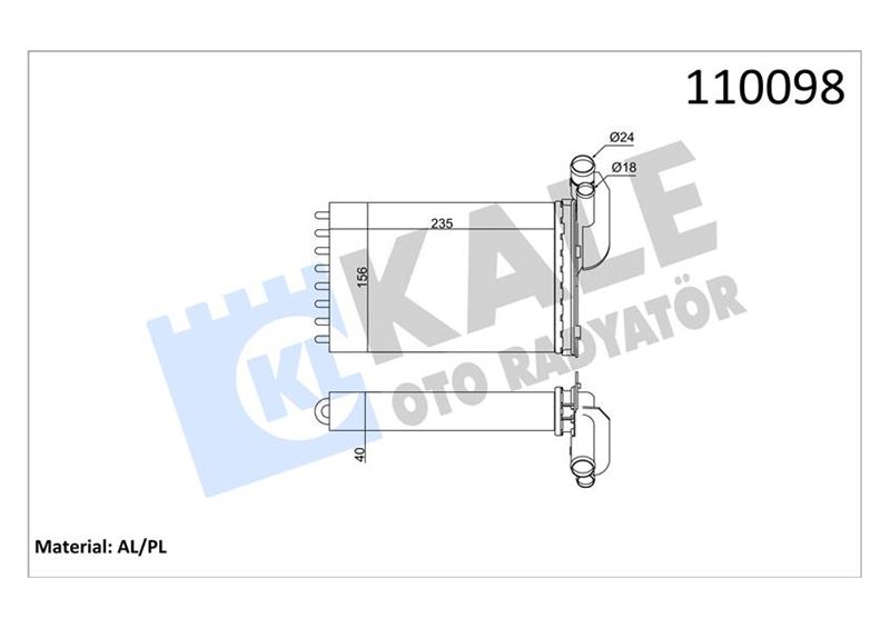 KALE 0583862AL Kalorifer Radyatörü Mgn I-Clio I-R19 234x157x42 2 Sira Al Pl Sistem