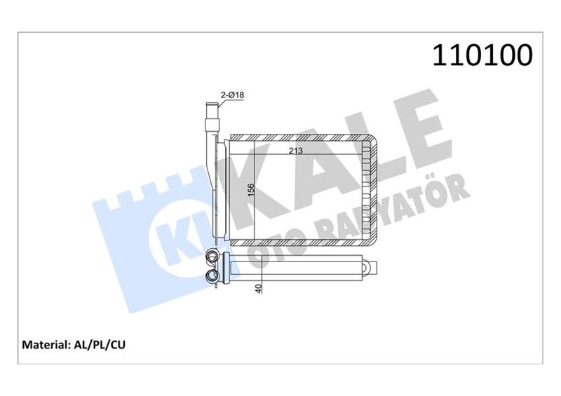 KALE 0581842AL Kalorifer Radyatörü R9-R11-Exp 212x156 Bakir/Plastik 2 Sira Cu Pl Sistem