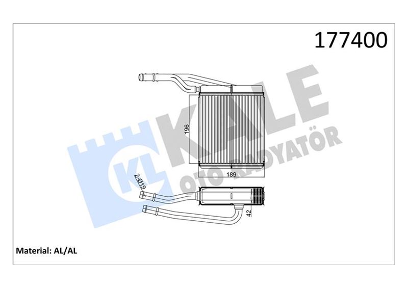 KALE 0289892AB Kalorifer Radyatörü Focus-Tourneo Connect 1.6 16v-1.8 16v-1.8 Tdi 207x196x27 2 Sira Alb