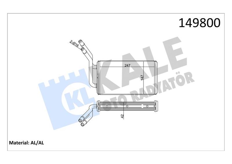 KALE 0288892AB Kalorifer Radyatörü Ford Transit 01> -Ac Klimasiz