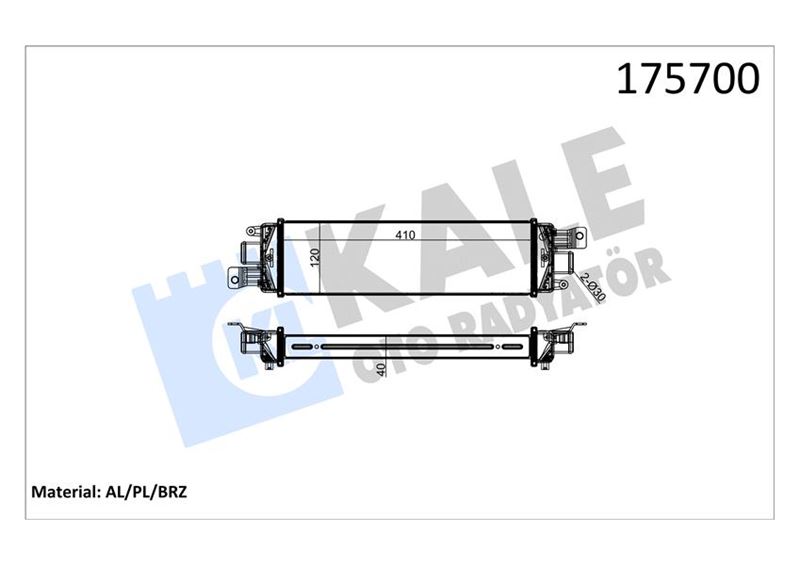 KALE 010CAC020 Turbo Radyatörü Intercooler Albea 03>1.3jtd 457x116x40 Al Al Sistem