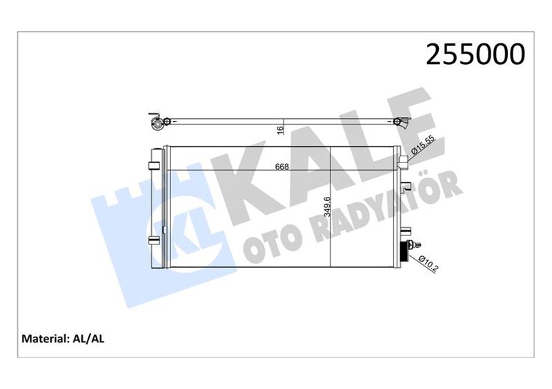 KALE 050ABC060 Klima Radyatörü Kondenser Renault Fluence 09> Megane Iii 09> Scenic Iii 09> 1.2tce 1.5dci 1.6 1.9dci 2.0