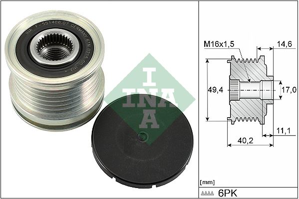 INA 535012410 Alternatör Kasnaği Polo-A4-A6-T6-Amarok-Golf6 1.6-2.0 Tdi Caga-Cdca-Clha-Clhb