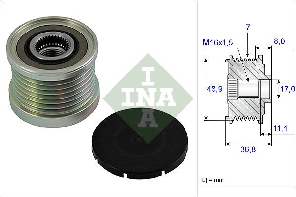 PARS PRS-SH-008110 Alternatör Kasnak Rulmanli Lgn Ii 01- -Mgn Ii-Iii 08- -Trafic Ii 06- -Master Ii 06- 1.9dci Wa İ-91288 / Wut-91288