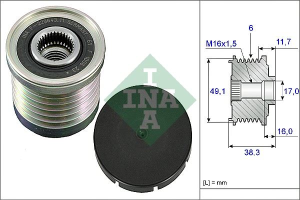 INA 535003010 Alternatör Kasnaği Renault Laguna Ii 01> Megane Ii-Iii 02>14 Trafic Ii 06> Master Ii 06> 1.9dci