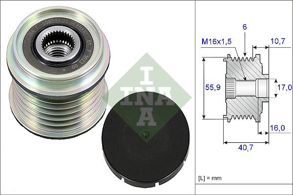INA 535002810 Alternatör Kasnaği Rulmanli Clio Ii-Kng-Mgn-Scenic 1.9dci-1.9dti-Lgn Ii 1.8 16v-2.0 16v F9q