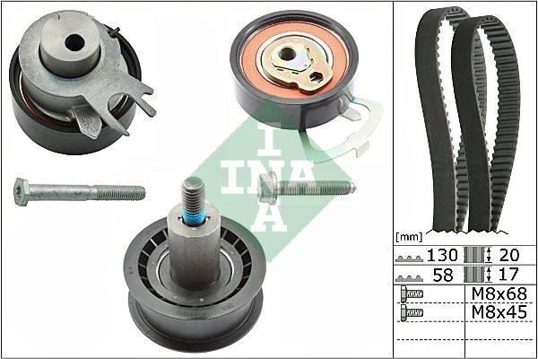 INA 530053810 Eksantrik Gergi Kiti Golf-Bora-Caddyii-Iii-Golf Iv-Polo-Octavia 1.4-1.6 16v Afy-Afk 5parça