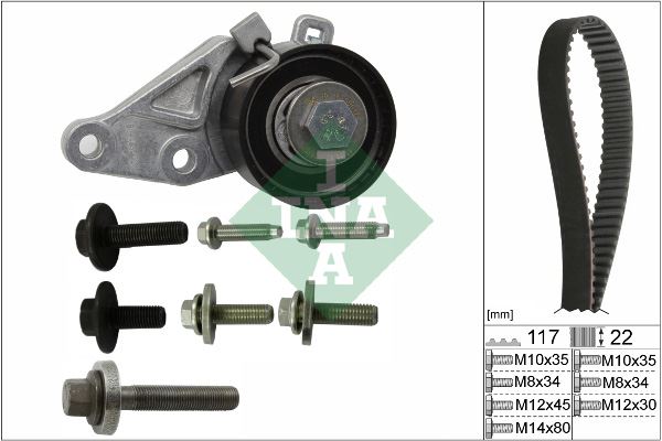INA 530014010 Triger Seti Ford Focus-Fiesta-Cmax 98> 1.25-1.4-1.6 Zetec 100 Ps 121 Iii 1.25 96>04 Volvo S40 Ii 1.6 05>12 V50 05>12 Mazda Ii 1.25 / 1.4 / 1.6 04>12 Ktb286