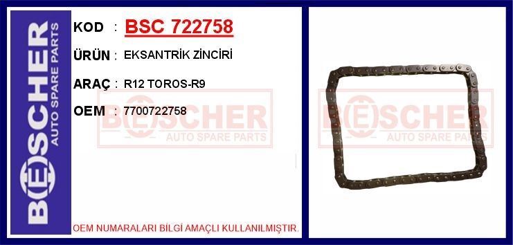 BSC 722758 Eksantrik Zinciri R12 Toros-R9