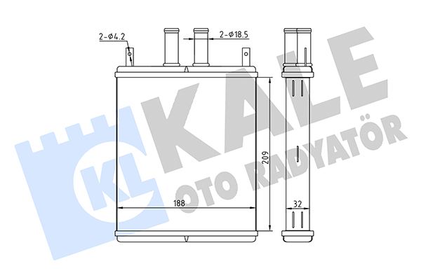 KLR-360945 Kalorifer Radyatoru Lada Kalina Ii Kalina 04 13 Borulu-Plastik Aparatli Brazing Al Al 209×188x32