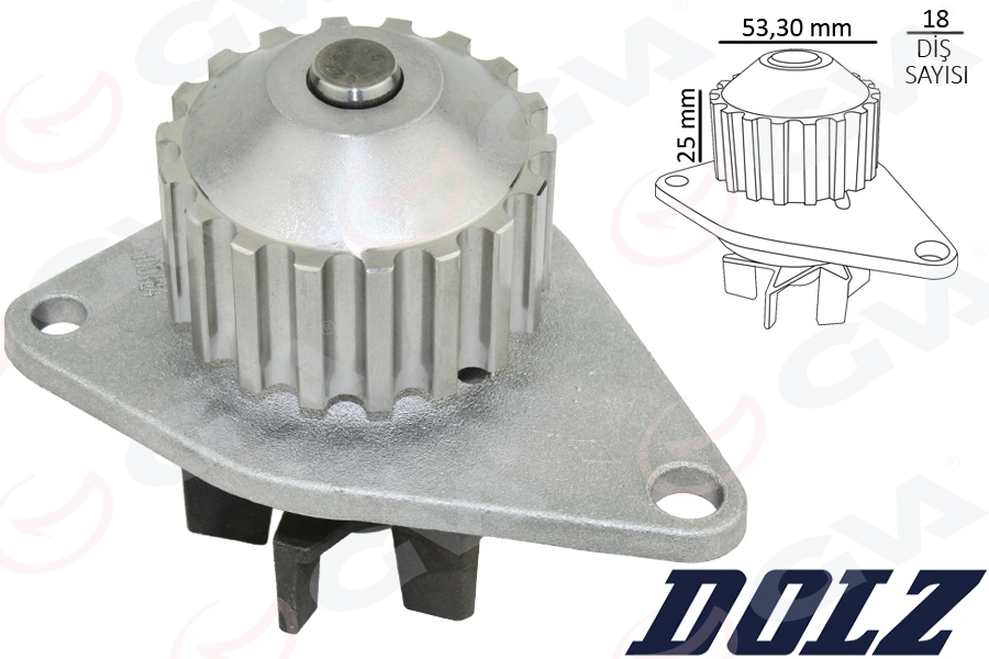 GVA 5243235 Devirdaim Su Pompasi P106-P206-P207-P307-Bipper-Nemo-Partner-Berlingo-C2-C3-Saxo-Xsara 1.4 Tu3jp-Tu3a 1.4 8v Mqp Fiat Fiorino 1.4 Kft.-Kfv
