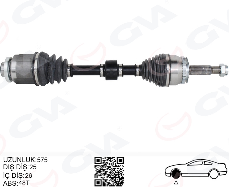 GVA 4491151 Komple Aks Sağ Getz 1.5 Crdi 03-09 Abs Li 48diş 578mm