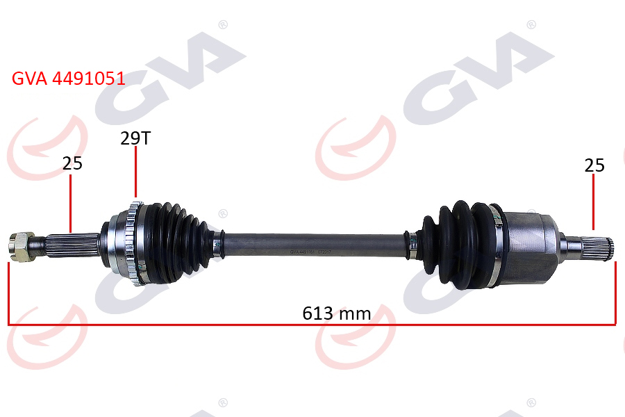 GVA 4491051 Komple Aks Sol Accent Admire 1.3-1.5d 03-06 Abs Li 29diş 613mm