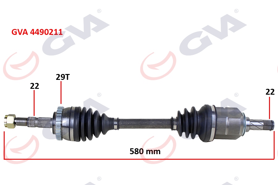 GVA 4490211 Komple Aks Sol Corsa C-Combo 1.2-1.4 16v 1.3 Cdti-1.7dti 00-06 29 Diş Abs Li 580mm