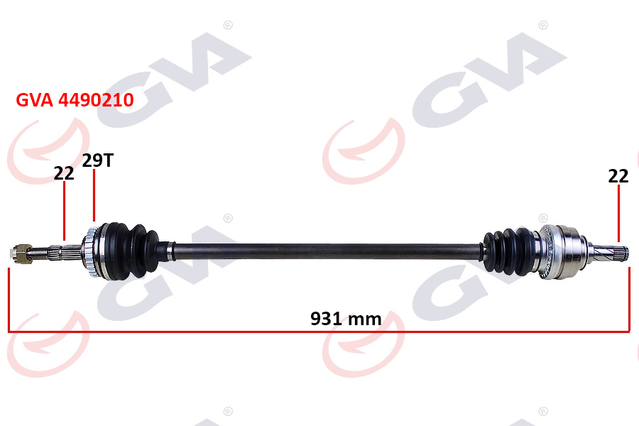 GVA 4490210 Komple Aks Sağ Corsa C-Combo 1.2-1.4 16v 1.3 Cdti-1.7dti 00-06 29 Diş Abs Li 931mm