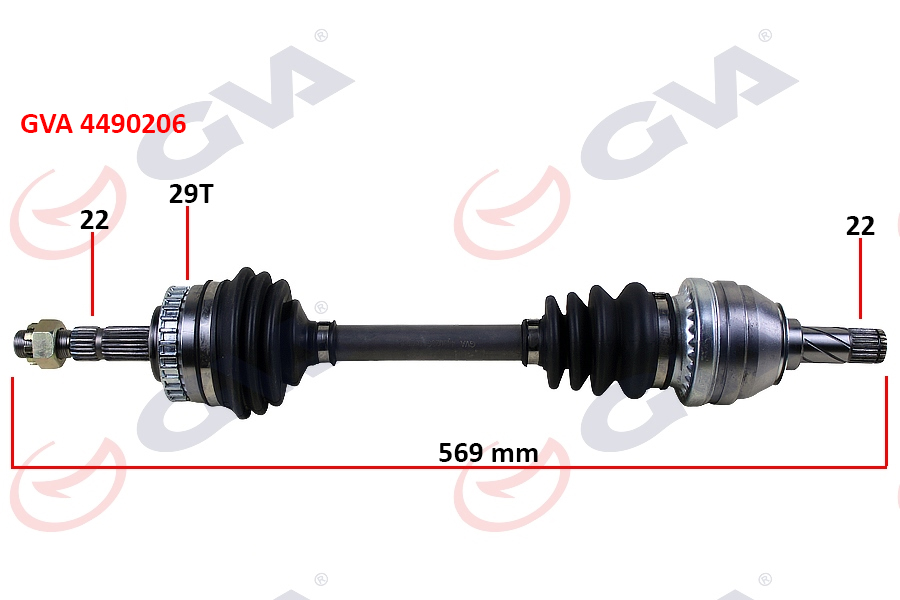 GVA 4490206 Komple Aks Sol Corsa B 1.6 93-00 Abs Li 29 Diş 569mm