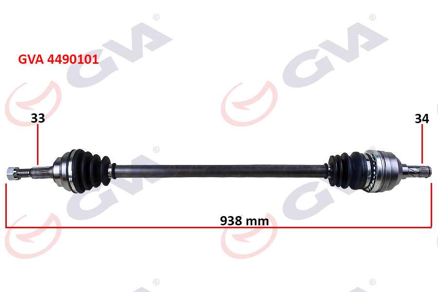 GVA 4490101 Komple Aks Sağ Vectra A 88-95 -Astra F 92-98 -Calibra A 89-97 1.8-2.0 Abs Siz 33x34x938mm