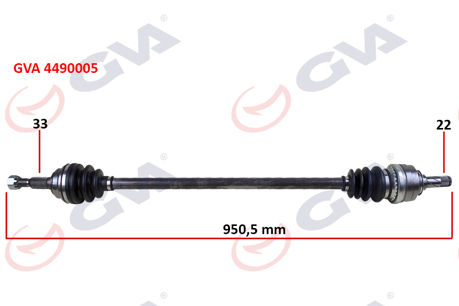 GVA 4490005 Komple Aks Sağ Astra G 1.4/1.6 16v 98-05 950mm