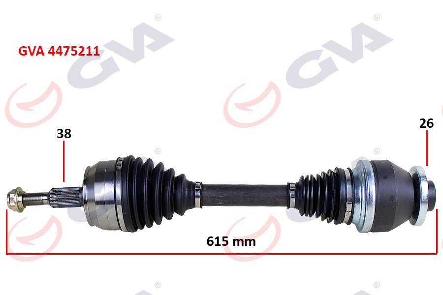 GVA 4475211 Komple Aks Sol Transporter T5 2.5 Tdi 03-11 6 Vites 615mm