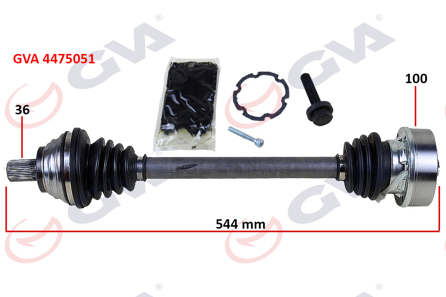 GVA 4475051 Komple Aks Sol Golf 5/6-A3-Leon-Octavia 1.6 102 Hp Man. 544mm