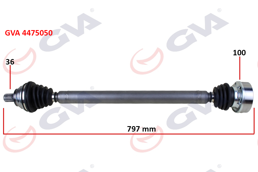 GVA 4475050 Komple Aks Sağ Golf 5/6-A3-Leon-Octavia 1.6 102 Hp Man. 797mm