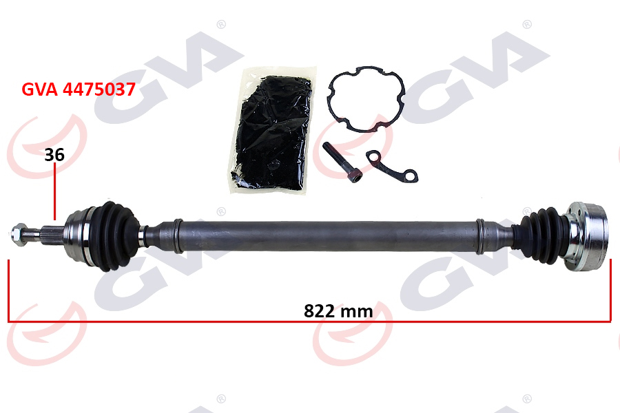 GVA 4475037 Komple Aks Sağ Golf Iv-Bora-Leon 97-05 1.4-1.6 822mm 1j0407272bl