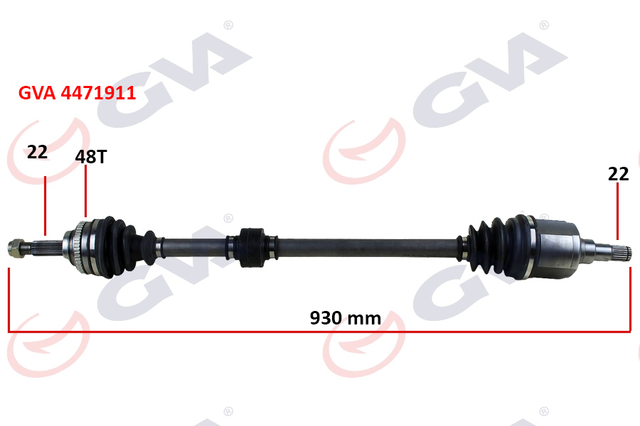 CH-8002A Komple Aks Sag On Chevrolet Kalos (T200) 1.4 A-T Absli 48 Dis Uzunluk 930mm 2003-2008