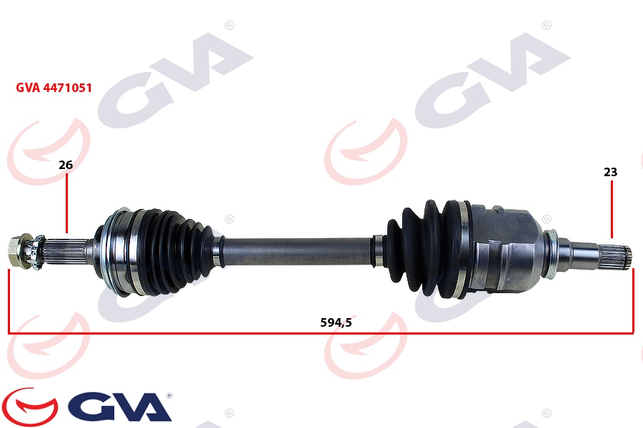GVA 4471051 Komple Aks Sol Toyota Corolla 1.6l 4a-Fe Ae101 Ae111 92-00 / 1.3l 2e Ee100 Ee111 94-00 Abs Siz Araçlar İçin 26x23 Komple Boy 599.5mm