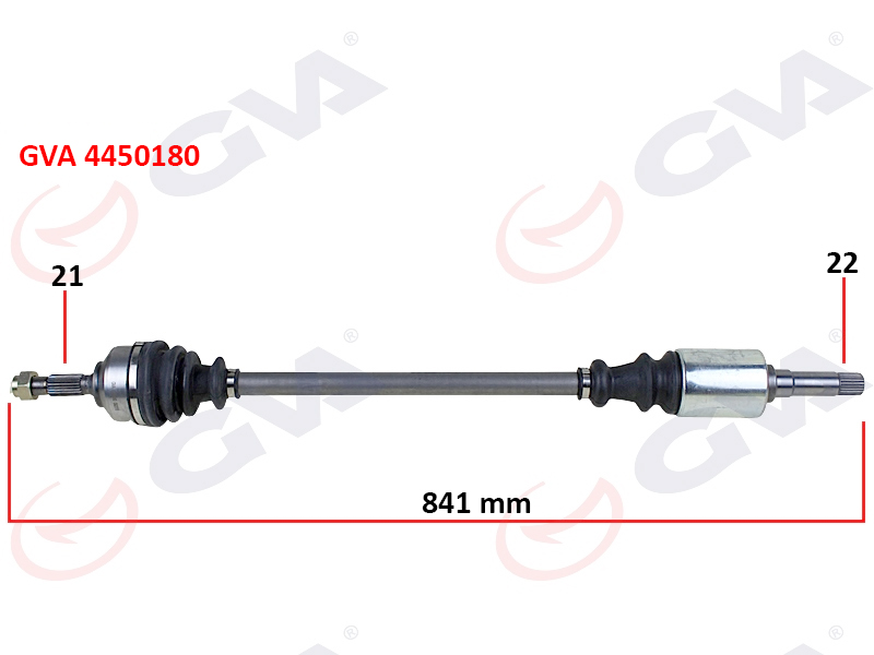 GVA 4450180 Komple Aks Sağ C2 1.1-1.4 03 > C3 1.1i - 1.4i 02 > 841mm