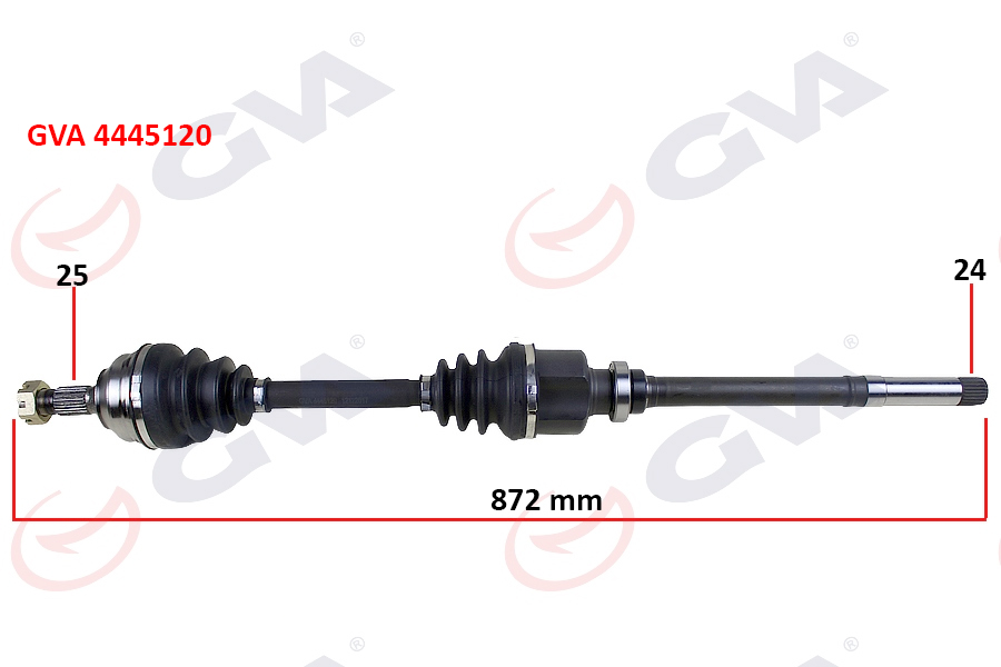 GVA 4445120 Komple Aks Sağ Partner-Berlingo 96-08 1.9d 872mm