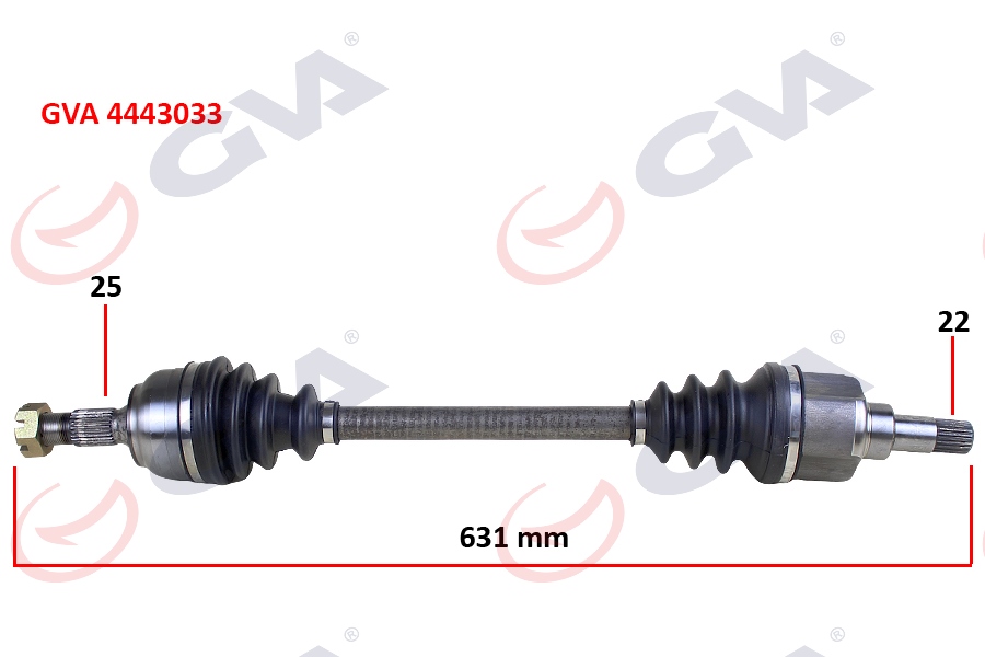 GVA 4443033 Komple Aks Sol Peugeot P307 00>07 Citroen C4 04>11 1.4-1.6 Manuel Şanziman 00-07 631x25x22
