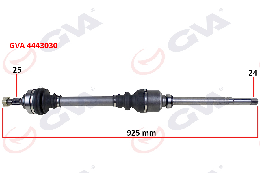 GVA 4443030 Komple Aks Sağ P307 00>08 Partner-Berlingo 08> C4 04>11 1.4-1.6-2.0 Hdi-Vti 24x25x925
