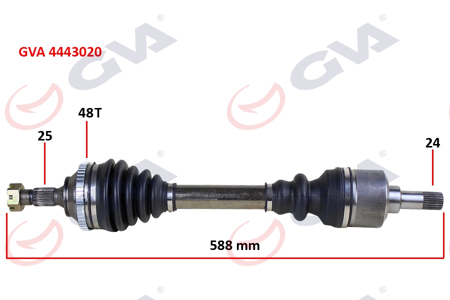 PE-8009A Komple Aks Sol On Peugeot 206 (2a/C) 2.0i Gti Absli 48 Dis Uzunluk 592mm 1998-2006