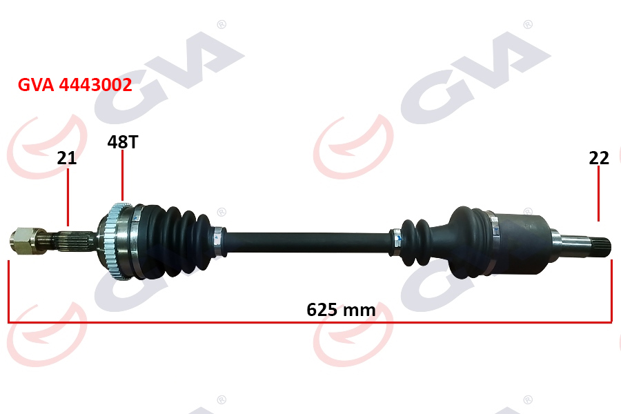 PE-8015A Komple Aks Sol On Peugeot 106 Ii 1.4i Absli 48 Dis Uzunluk 624mm 1996-2002