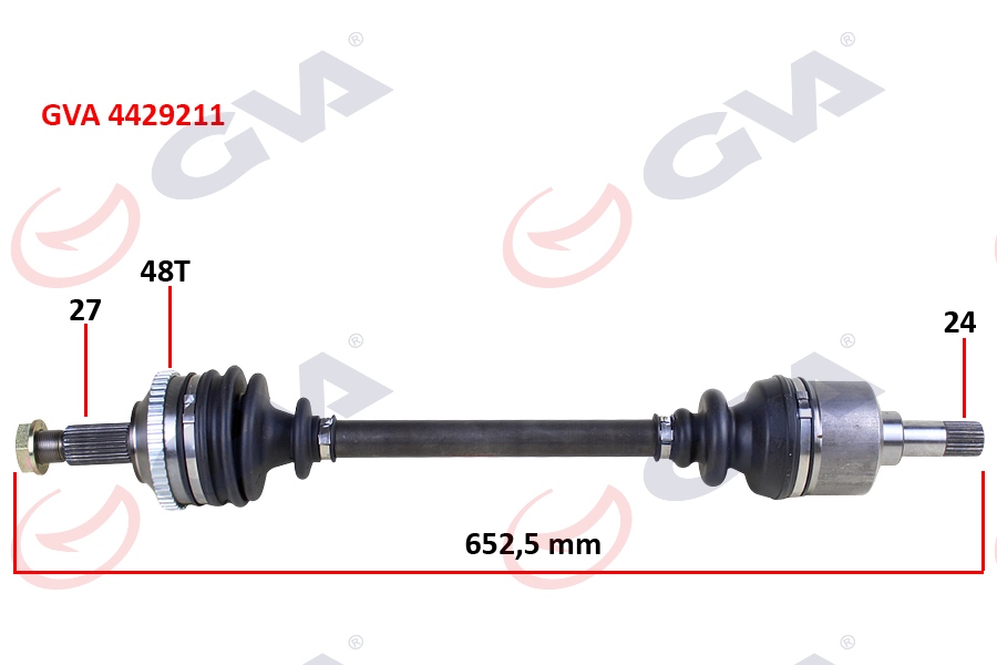 GVA 4429211 Komple Aks Sol Scudo-Expert-Jumpy 1.9d 96-06 Abs Li 48diş 652mm