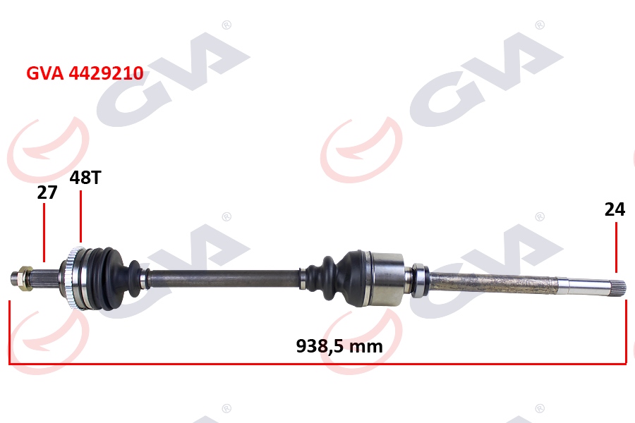 GVA 4429210 Komple Aks Sağ Scudo-Expert-Jumpy 1.9d 96-06 Abs Li 48diş 938mm