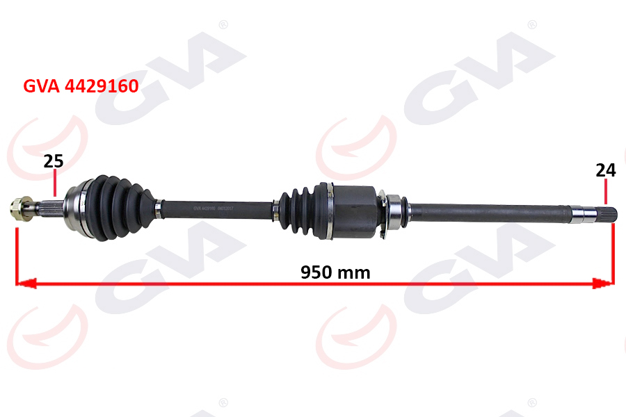 GVA 4429160 Komple Aks Sağ Linea 1.3 Mtj 07- 90hp Milli 950mm