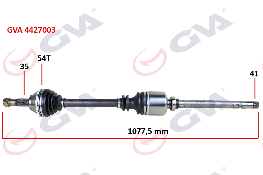 GVA 4427003 Komple Aks Sağ Ducato-Boxer-Jumper 2.5 D 94-02 18q Abs Li 54diş 1085mm