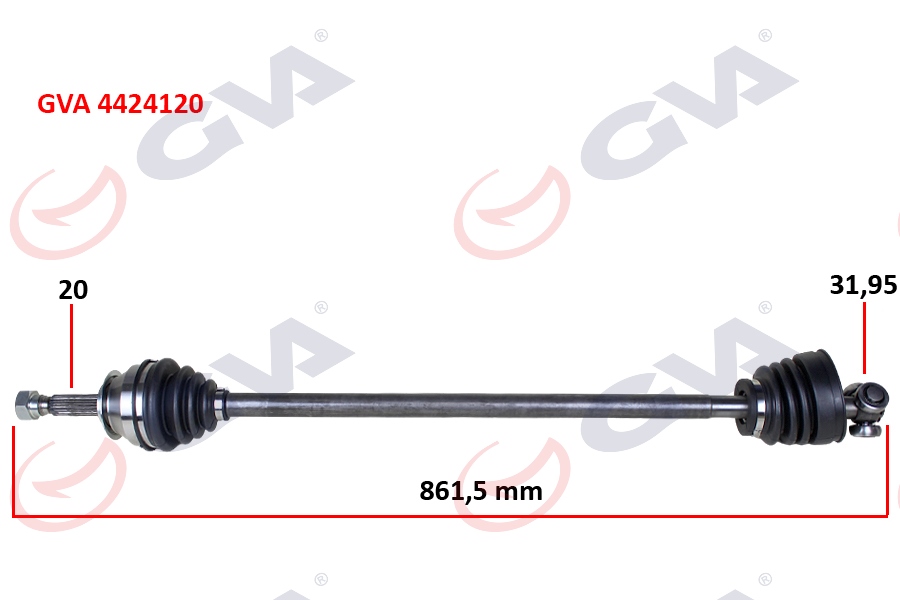 GVA 4424120 Komple Aks Sağ Uno 70 1.4i 94-00 861.5mm