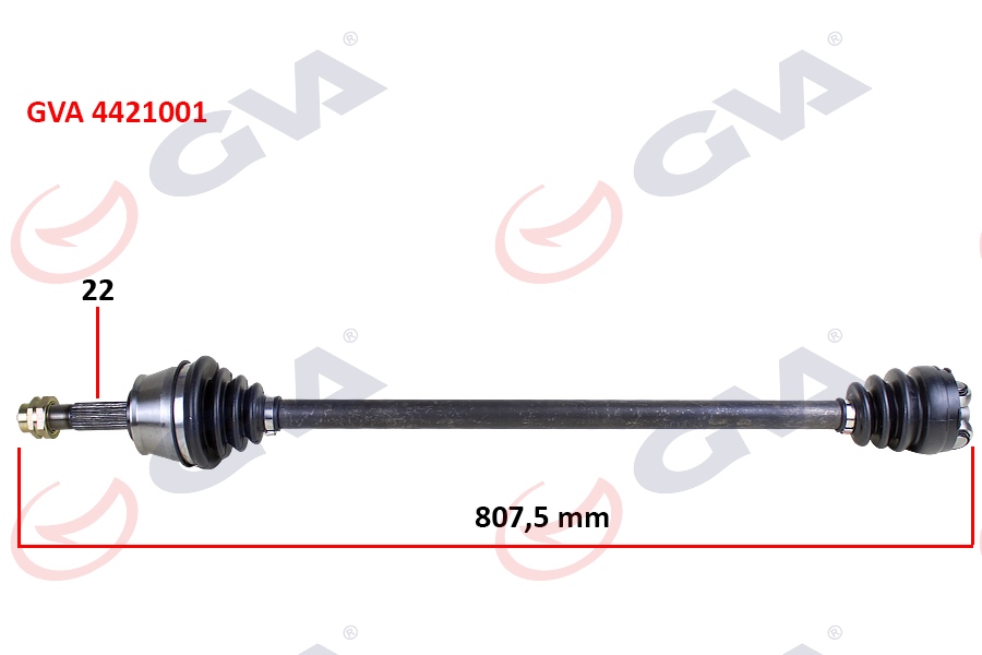 MGA-73066 Komple Aks Sag On (Ic Aks Kafasi Takili) Fiat Palio (178bx) (178dx) 1.4i 1996-2005  (22x22x900mm)