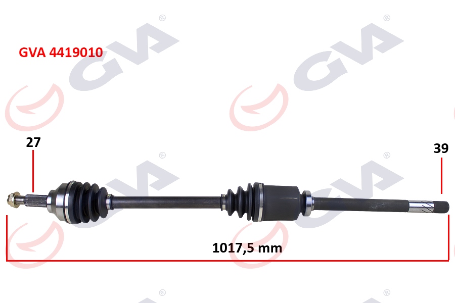 GVA 4419010 Komple Aks Sağ Trafic Ii-Opel Vivaro 1.9 Dci 01 > 1017mm