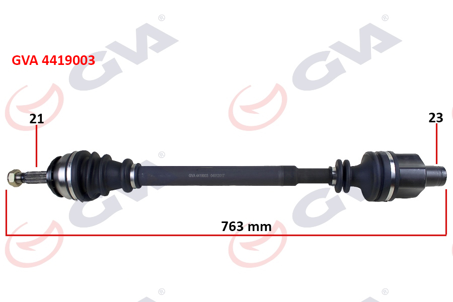 GVA 4419003 Komple Aks Sağ Dacia Logan 06> Sandero 08> 1.4-1.6 763mm Benzinli